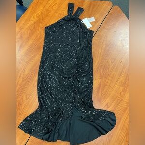 Grace Karin Black Sequin Halter Maxi Dress